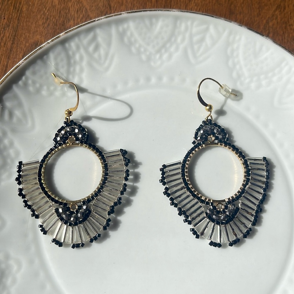 Silver & black earrings